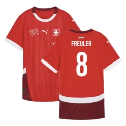 Freuler #8 Nogometni Dresovi Švicarska UEFA Euro 2024 Domaći Dres Muški